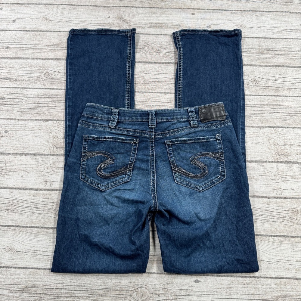 Silver Jeans Womens 30 Dark Indigo Super Stretch Suki High Rise Slim Fit Bootcut